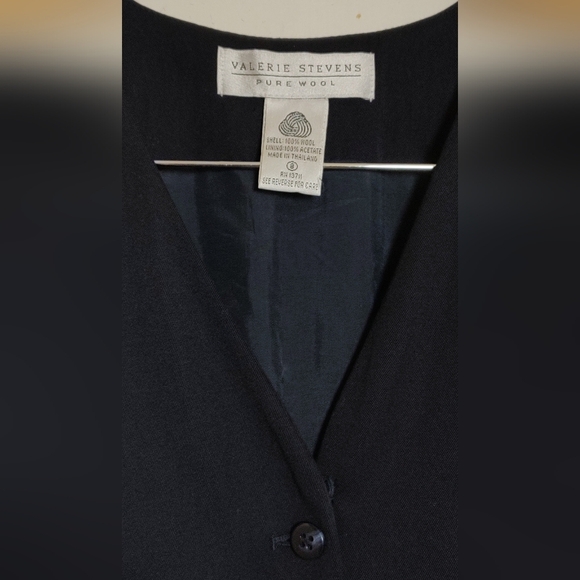 Vintage Valerie Stevens Elegant Wool Black Sleeveless Button Down Dress - Picture 2 of 9
